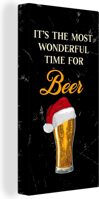 Canvas Schilderij It's the most wonderful time for beer - Kerst - Quotes - Bier - Spreuken - 20x40 cm - Wanddecoratie