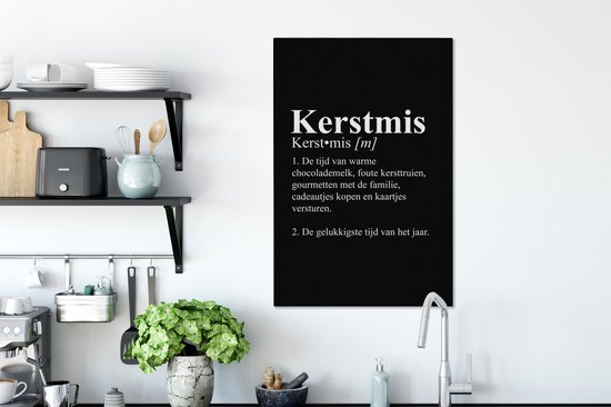 Peinture sur toile Noël - Pull de Noël - Zwart - Wit - 60x90 cm - Décoration murale de Noël pour l'intérieur - Décoration de Noël Salon - Décoration de Noël à la maison