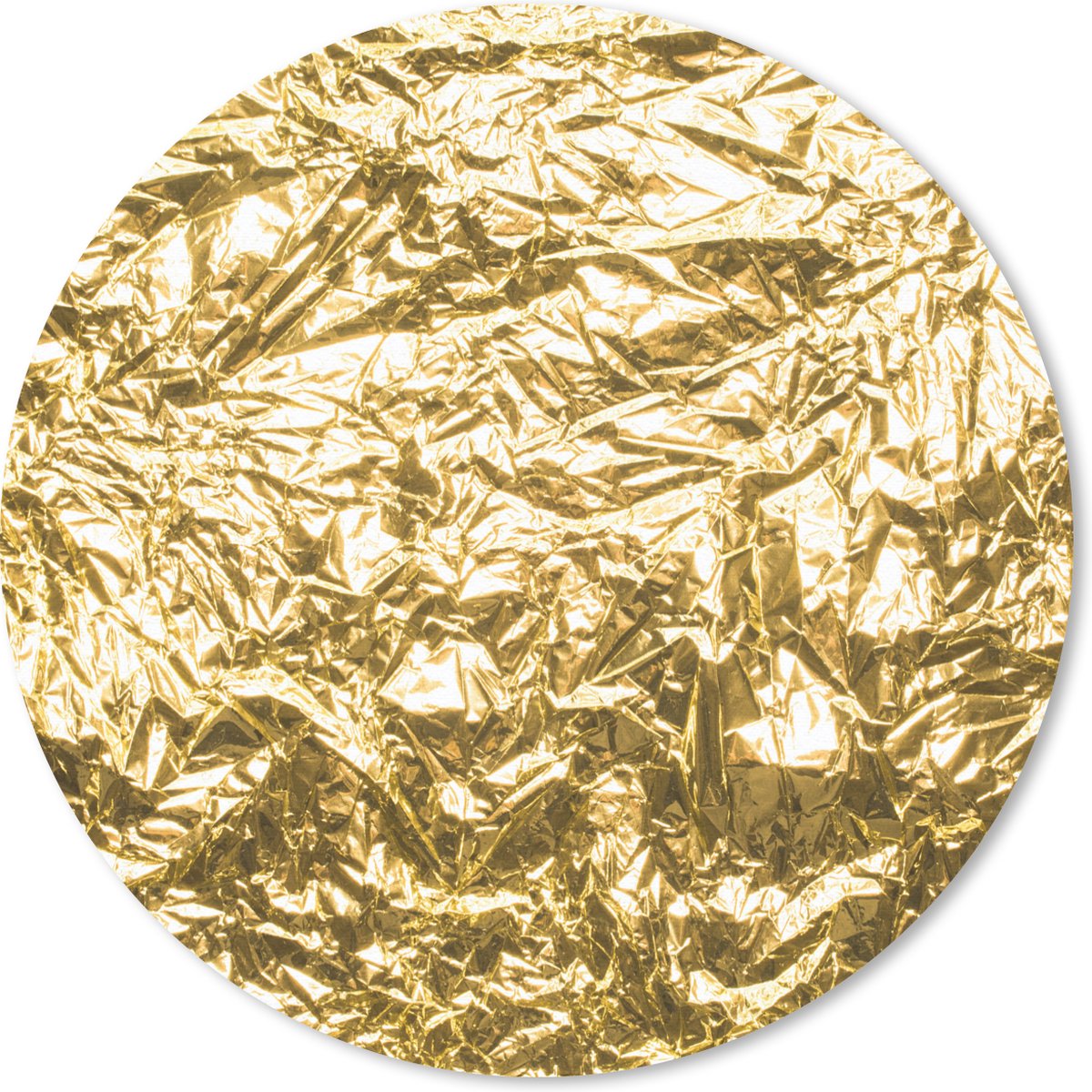 Muismat rond 30x30 cm - Mousepad Gouden folie met een gerimpelde textuur - Ronde muismatten