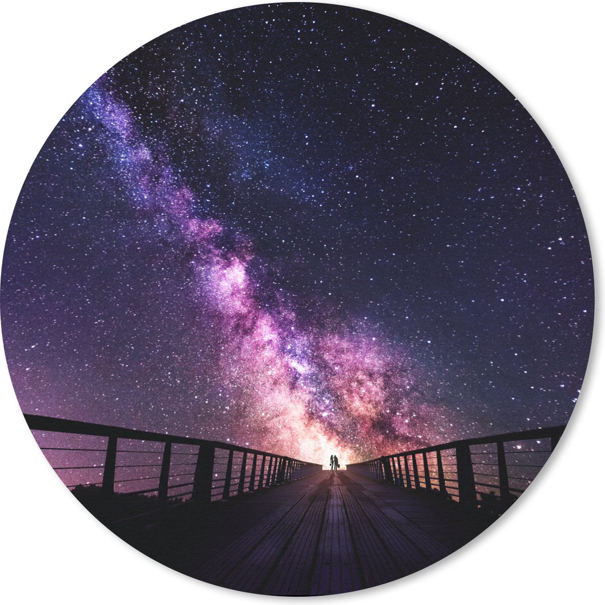 Muismat - Mousepad - Rond - Heelal - Sterrenstelsel - Paars - Jongens - Meisjes - Kinderen - 40x40 cm - Ronde muismat