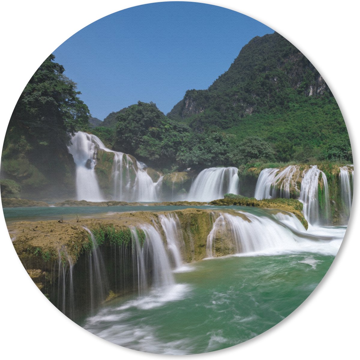 Muismat rond 40x40 cm - Mousepad Watervallen - Gebergte - Natuur - Ronde muismatten