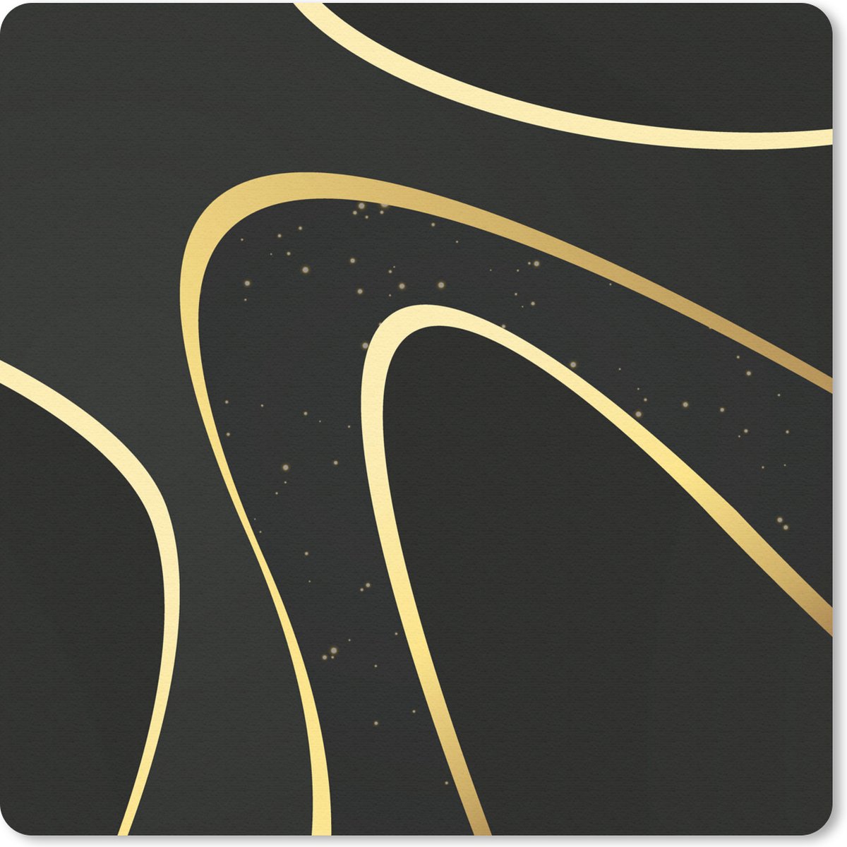 Muismat - Mousepad - Gouden golven op een zwarte achtergrond - 30x30 cm - Muismatten