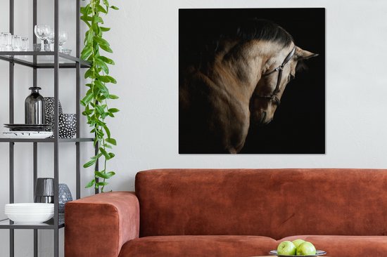 Tableau sur toile Paarden - Halter - Zwart - 90x90 cm - Décoration murale