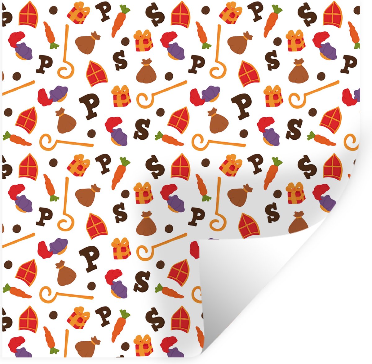 Muurstickers - Sticker Folie - Sinterklaas - Sint - Sinterklaas Decoratie - Kinderen - Jongens - Meisjes - Kids - 120x120 cm - Plakfolie - Muurstickers Kinderkamer - Zelfklevend Behang XXL