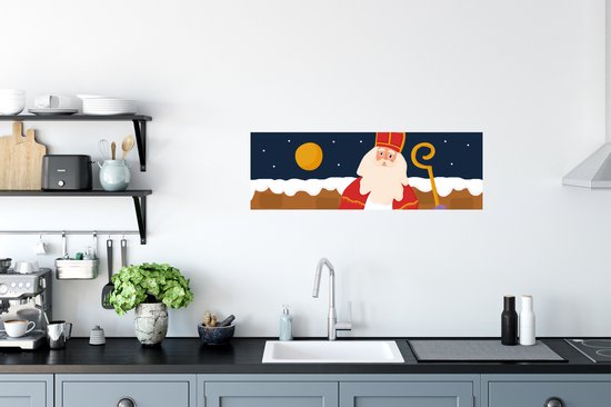 Muurstickers - Sticker Folie - Sinterklaas - Kinderen - Sint - Kind - Jongens - Meisjes - Kindje - 90x30 cm - Plakfolie - Muurstickers Kinderkamer - Zelfklevend Behang