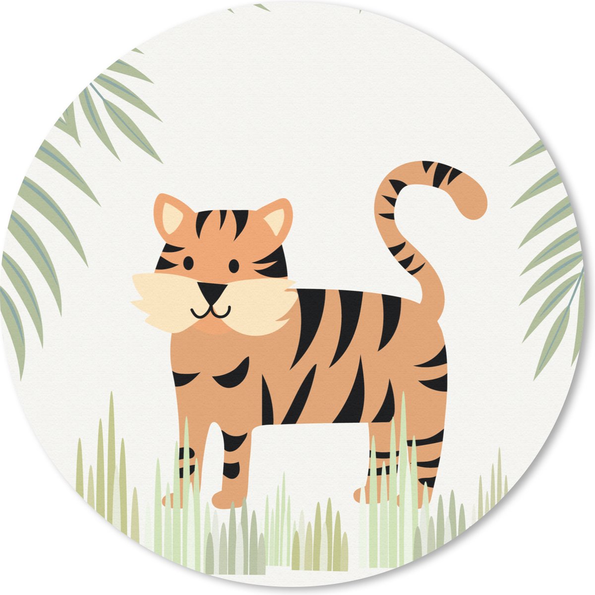 Muismat rond 20x20 cm - Mousepad Illustratie van een tijger in de jungle - Ronde muismatten