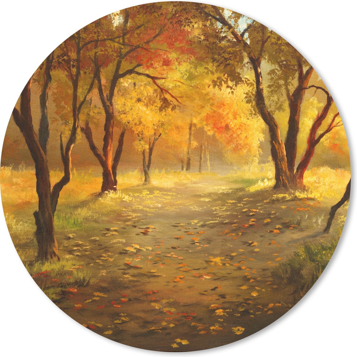 Muismat rond 40x40 cm - Mousepad Een illustratie van een bos in de herfst - Ronde muismatten