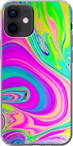 Geschikt voor iPhone 12 hoesje - Vormen - Kleur - Kunst - Psychedelisch - Siliconen Telefoonhoesje