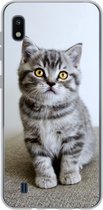 Geschikt voor Samsung Galaxy A10 hoesje - Kitten - Ogen - Geel - Meisjes - Kinderen - Jongens - Kids - Siliconen Telefoonhoesje