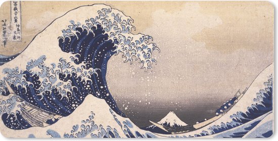 Bureau onderlegger 80x40 cm - Muismat De grote golf van Kanagawa - schilderij van Katsushika Hokusai - Bureaulegger xl - Desk mat beschermer - Computer muismatten
