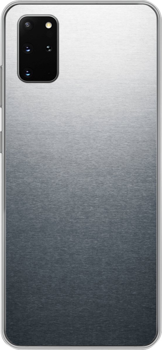 Telefoonhoesje Geschikt voor Samsung Galaxy S20 Plus hoesje - Metaal print - Lijn - Grijs - Siliconen Telefoonhoesje Telefoonhoesje