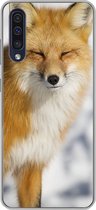 Geschikt voor Samsung Galaxy A50 hoesje - Vos - Sneeuw - Rood - Siliconen Telefoonhoesje