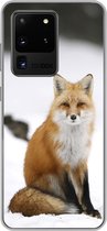 Geschikt voor Samsung Galaxy S20 Ultra hoesje - Vos - Sneeuw - Winter - Siliconen Telefoonhoesje
