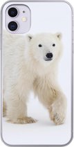 Geschikt voor iPhone 11 hoesje - IJsbeer - Sneeuw - Wit - Siliconen Telefoonhoesje