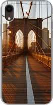 Geschikt voor iPhone XR hoesje - Brooklyn Bridge in New York tijdens zonsondergang - Siliconen Telefoonhoesje