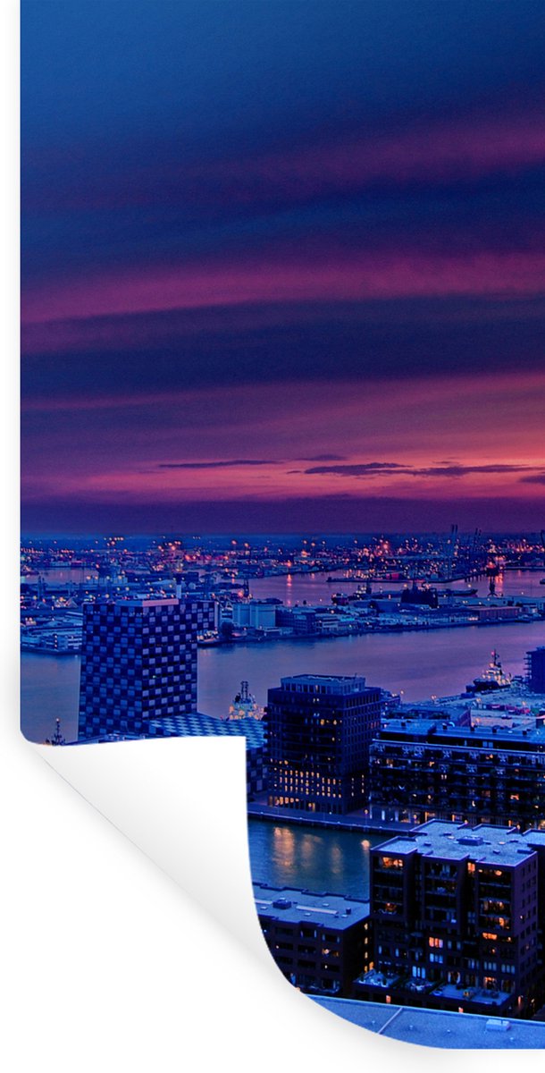 Muurstickers - Sticker Folie - Rotterdam - Lucht - Roze - 80x160 cm - Plakfolie - Muurstic