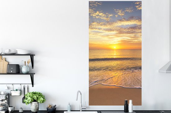 Stickers muraux - Film autocollant - Plage - Coucher de soleil - Mer - 80x160 cm - Film adhésif - Stickers muraux Chambre d'enfant - Papier peint autocollant