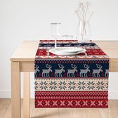 Velvet textiel tafelloper 45x135 - Kerst rendieren - Christmas reindeers - Runner - De Groen Home