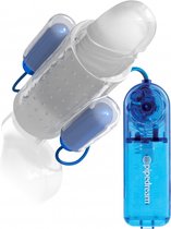 Dual Vibrating Penis Sleeve - Blue - Sleeves