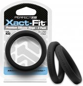 #20 Xact-Fit Cockring 2-Pack - Black - Cock Rings