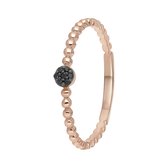 Lucardi Dames 14K rosegouden ring 7 zwarte diamanten 0,025ct bol - Ring - Cadeau - 14 Karaat Goud - Roségoud