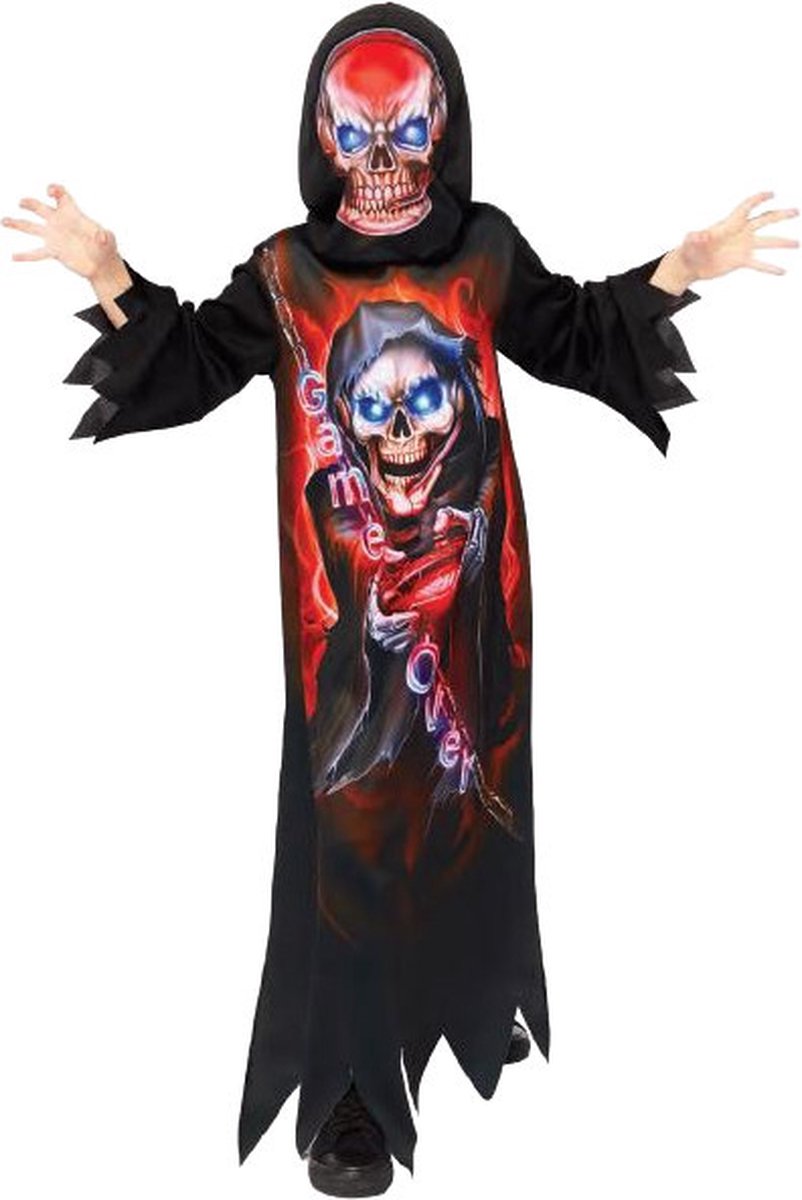 Amscan Verkleedpak Gaming Reaper Junior Polyester Zwart/rood Mt 128/140