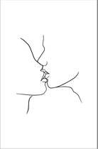Walljar - Touching Lips - Muurdecoratie - Poster met lijst