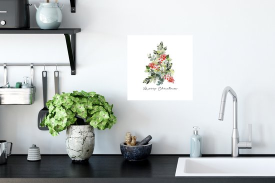 Stickers Stickers muraux - Noël - Aquarelle - Sapin de Noël - 30x30 cm - Feuille adhésive