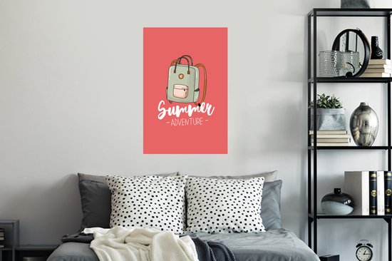 Stickers muraux - Été - Valise - Grijs - 40x60 cm - Feuille adhésive