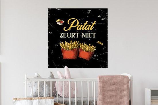 Stickers Stickers muraux - Frites - Vintage - Texte - 80x80 cm - Feuille adhésive - Cadeau pour femme - Cadeau pour homme