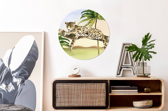 Wall Circle - Wall Circle - Léopard - Jungle - Arbre - Aluminium - ⌀ 60 cm - Intérieur et Extérieur