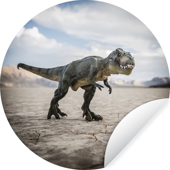 Dinosaurus sur un mur en pierre uni autocollant papier peint cercle 50x50 cm / cercle papier peint / cercle mural / cercle vivant - auto-adhésif et coupe ronde