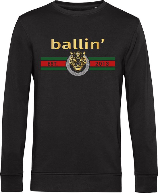 Heren Sweaters met Ballin Est. 2013 Tiger Lines Sweater Print - Zwart - Maat XS