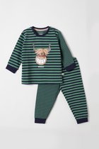 Woody - Jongens pyjama blauw-groen Highlander Koe - maat 74