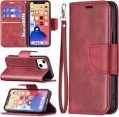 iPhone 13 Mini Hoesje - MobyDefend Wallet Book Case Met Koord - Rood - GSM Hoesje - Telefoonhoesje Geschikt Voor: Apple iPhone 13 Mini