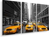 Schilderij - Gele taxi's in New York, USA, 3 luik, premium print