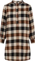 Object Jurk Objjohanna L/s Short Dress 118 .c 23037233 Sepia/checks Dames Maat - 36