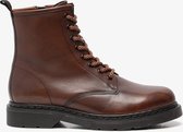 TwoDay leren dames veterboots - Cognac - Maat 39 - Echt leer - Uitneembare zool