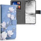 kwmobile telefoonhoesje voor OnePlus Nord - Hoesje met pasjeshouder in taupe / wit / blauwgrijs - Magnolia design