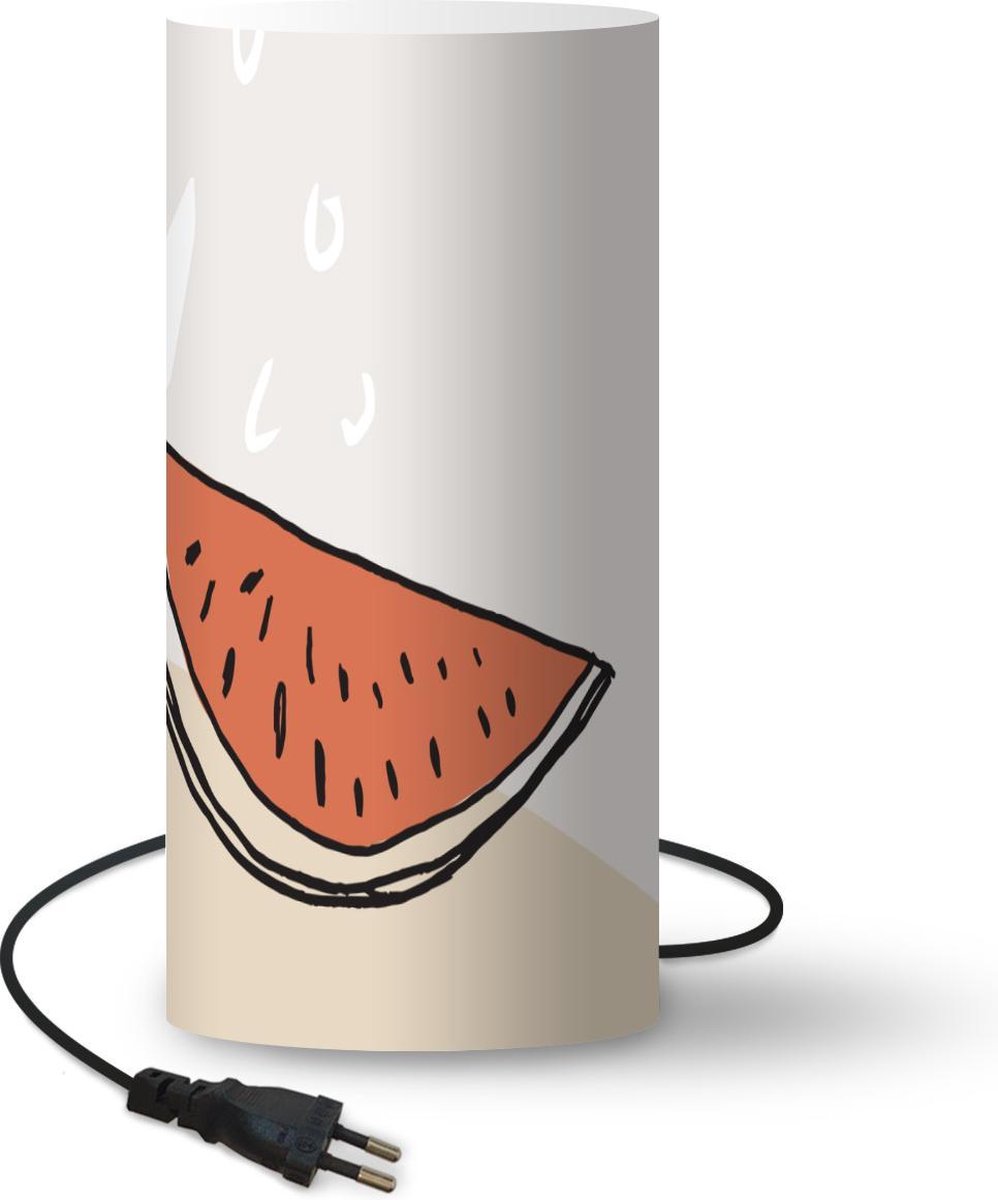 Lamp - Nachtlampje - Tafellamp slaapkamer - Zomer - Meloen - Rood - 54 cm hoog - Ø24.8 cm - Inclusief LED lamp