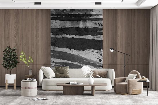 Œuvre abstraite à l'aquarelle et nuances de gris 160x240 cm