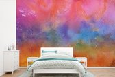 Behang - Fotobehang Waterverf - Roze - Tint - Paars - Breedte 450 cm x hoogte 300 cm