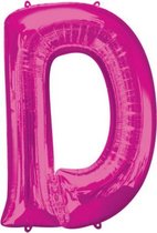 folieballon letter D 60 x 83 cm roze