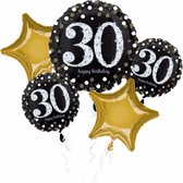 folieballonnen Sparkling Birthday 30 zwart/goud 5-delig