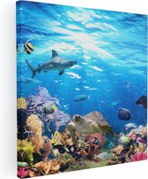 Artaza - Peinture sur toile - Pêche avec récif de corail Water l'eau - 30x30 - Klein - Photo sur toile - Impression sur toile