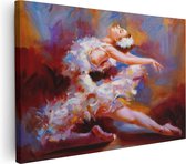 Artaza Canvas Schilderij Ballerina van Olieverf - Ballet - 90x60 - Foto Op Canvas - Canvas Print - Muurdecoratie
