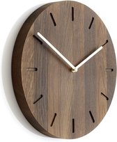 Wandklok hout eik - smoked oak/brass Ø32cm APPLICATA Watch:out