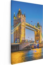 Artaza Canvas Schilderij Tower Bridge in Londen met Verlichting - 20x30 - Klein - Foto Op Canvas - Canvas Print