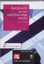 Boek 'Bedrijfsrecht op een bedrijfskundige manier' van Prof. mr. A. Brack, vijfde druk, met Noordhoff Uitgevers en CAMPUZ CREDIT CARD logo's.