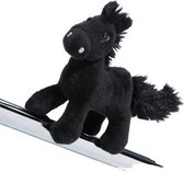 knuffelmagneet Paard junior 11,5 cm polyester zwart
